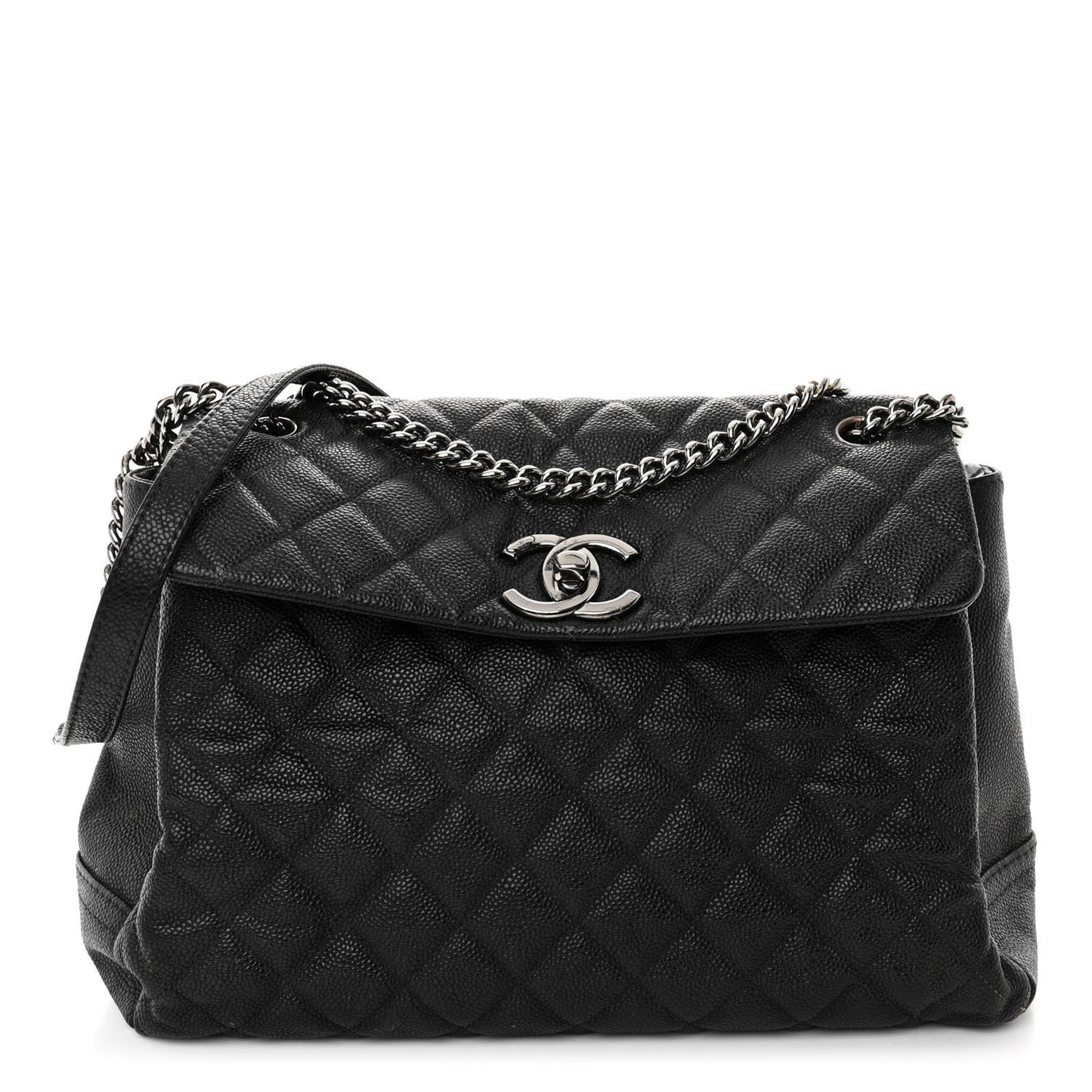 Iridescent Caviar Medium Lady Pearly Flap Black