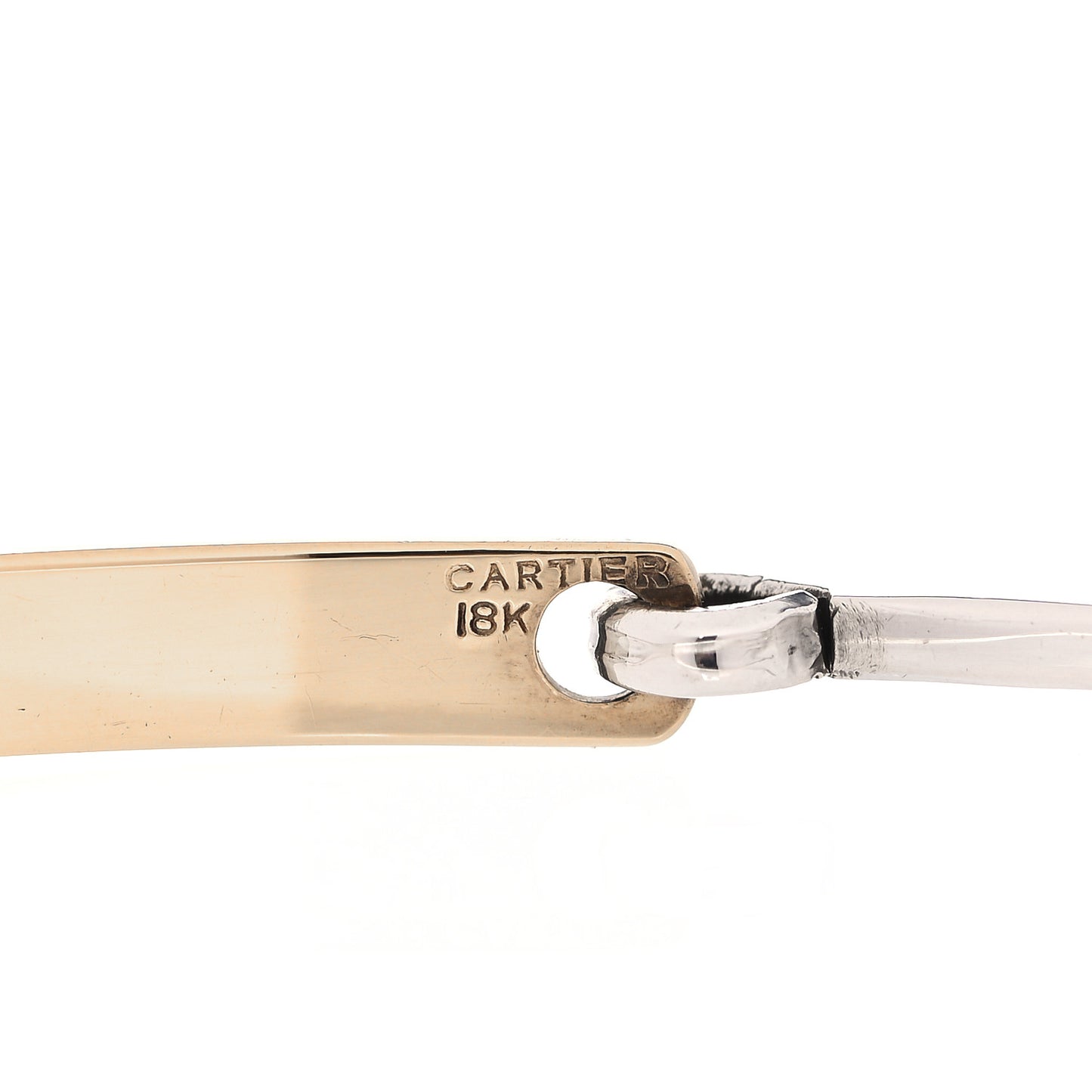 Sterling Silver 18K Yellow Gold C De Cartier ID Bangle Bracelet