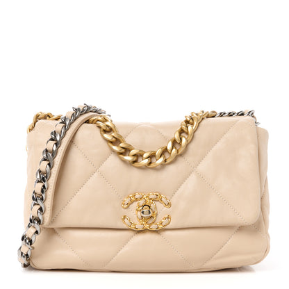 Chanel Goatskin Quilted Medium Chanel 19 Flap Beige 1 of 12