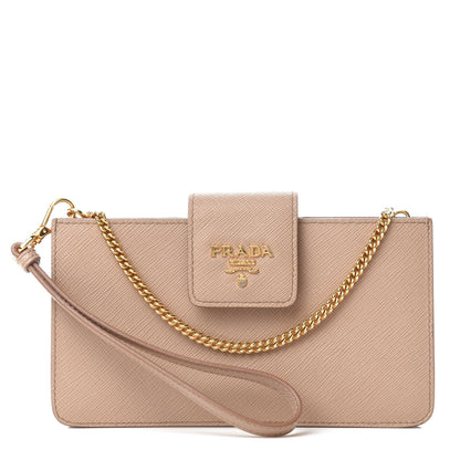 Prada Saffiano Metal Mini Chain Wallet Cammeo 1 of 9