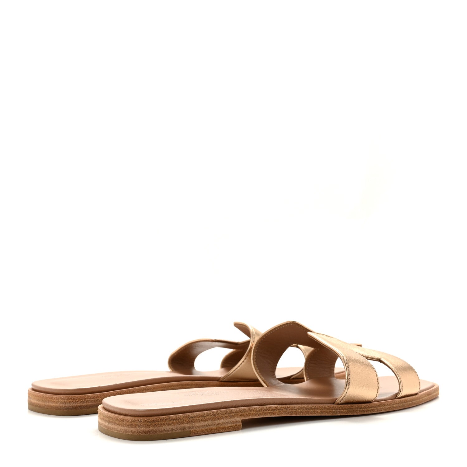 Hermes Metallic Nappa Oran Sandals 39.5 Rose Dore 5 of 9