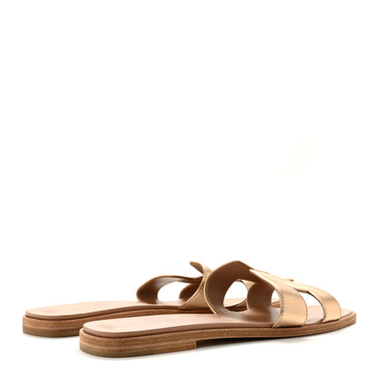 Hermes Metallic Nappa Oran Sandals 39.5 Rose Dore 5 of 9