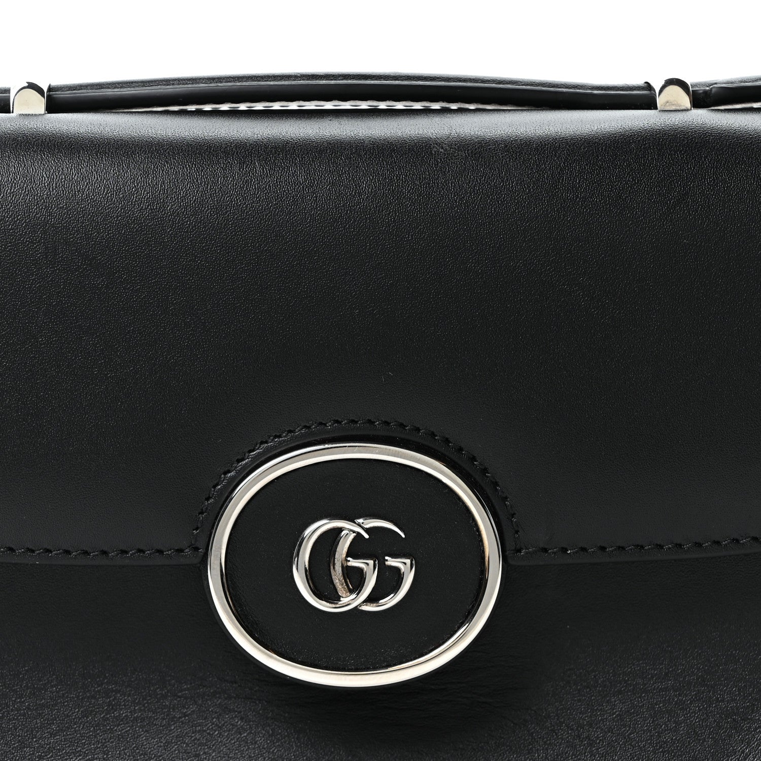 Gucci Senna Calfskin Petite GG Top Handle Shoulder Bag Black 7 of 9