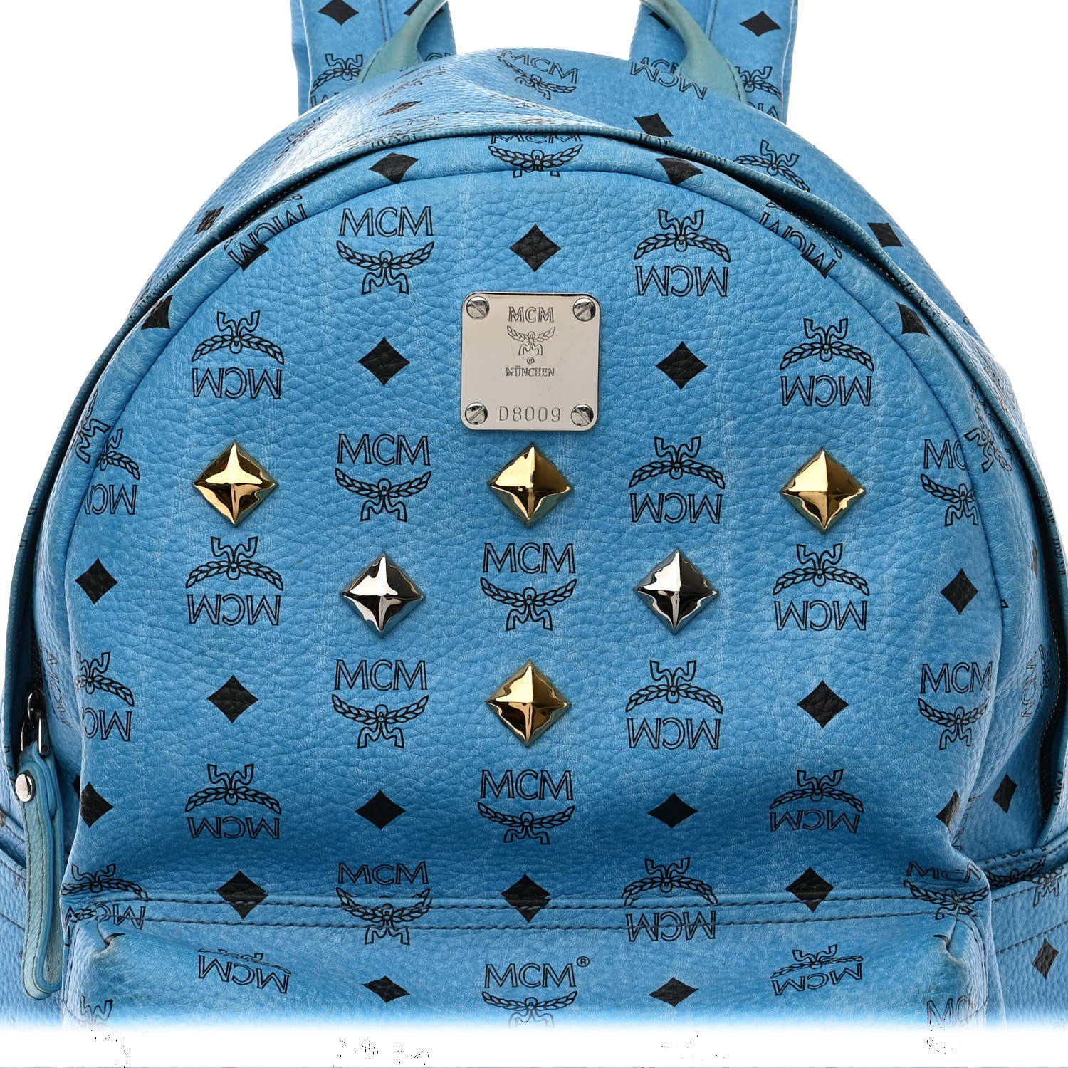 MCM Visetos Medium Sprinkle Stud Stark Backpack Blue 9 of 14