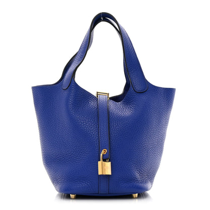 Hermes Taurillon Clemence Picotin Lock 18 PM Bleu Electrique 1 of 13