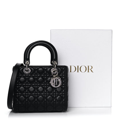 Christian Dior Lambskin Cannage Medium Lady Dior Black 14 of 14
