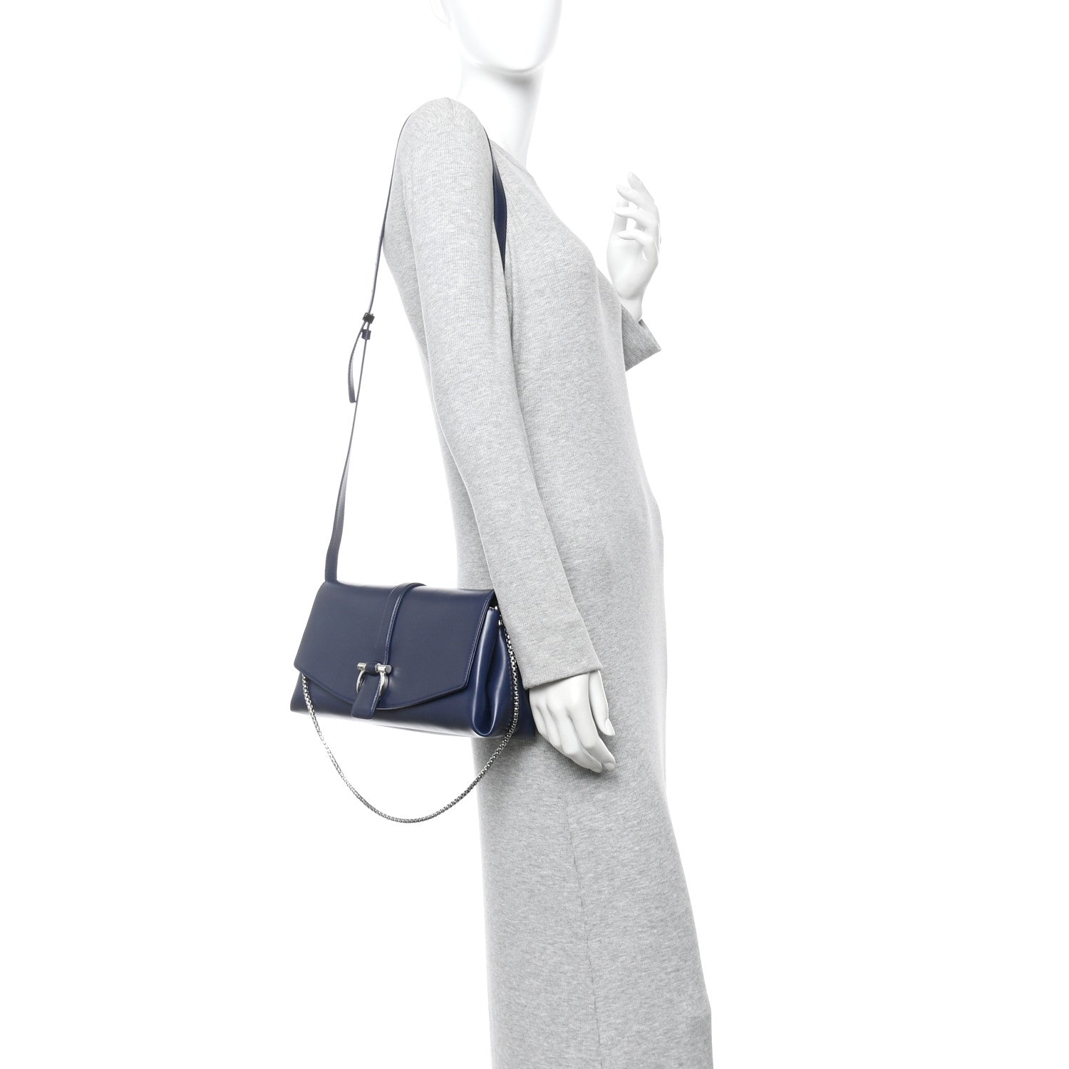 Salvatore Ferragamo Calfskin Small Front Flap Crossbody Bag Navy Blue 2 of 10