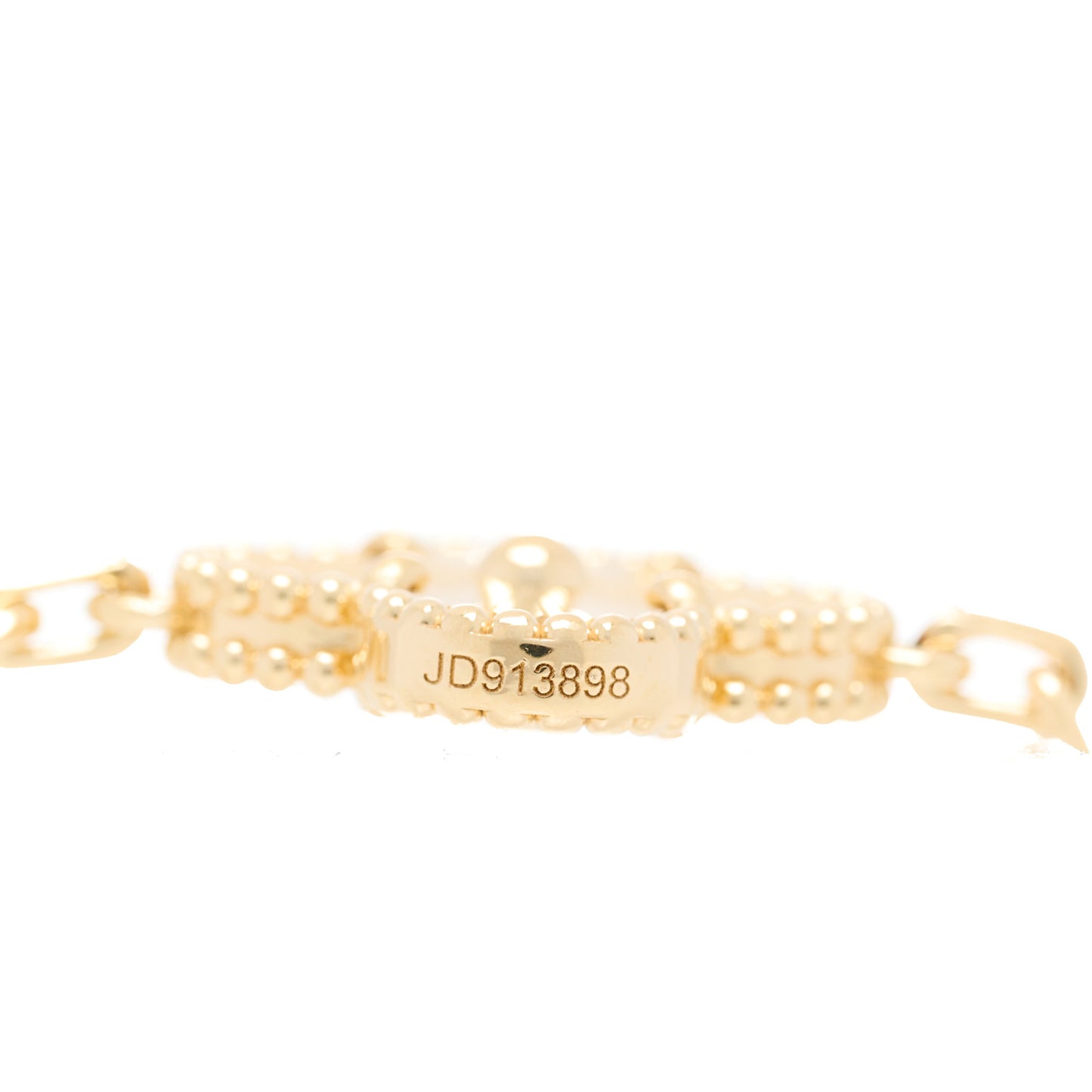 18K Yellow Gold Diamond 5 Motifs Guilloche Vintage Alhambra Bracelet