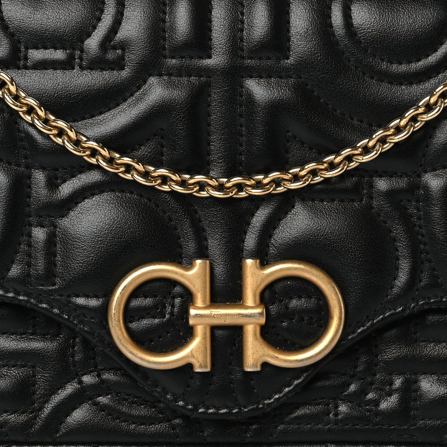 Calfskin Quilted Gancini Mini Bag Black