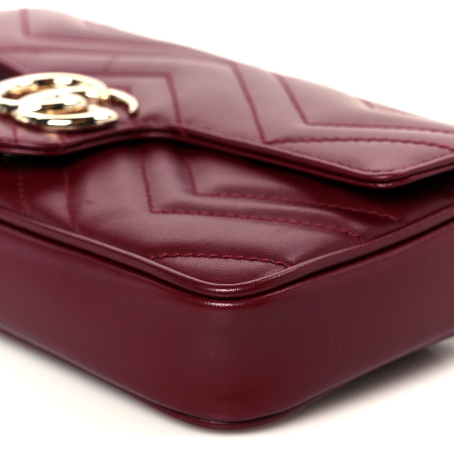 Gucci Calfskin Matelasse Mini GG Marmont Shoulder Bag With Card Holder Rosso Ancora 11 of 12