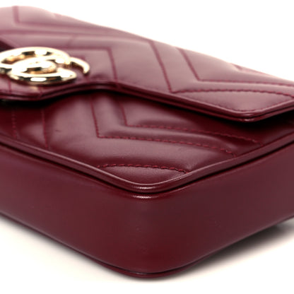 Gucci Calfskin Matelasse Mini GG Marmont Shoulder Bag With Card Holder Rosso Ancora 11 of 12