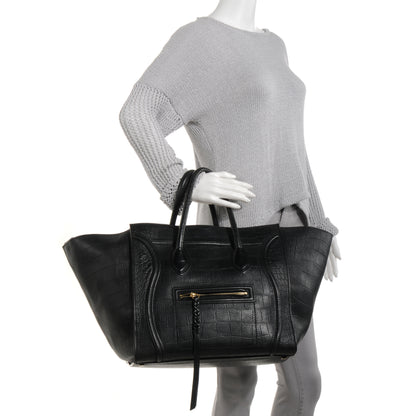 Celine Stamped Crocodile Large Phantom Luggage Black 2 of 8