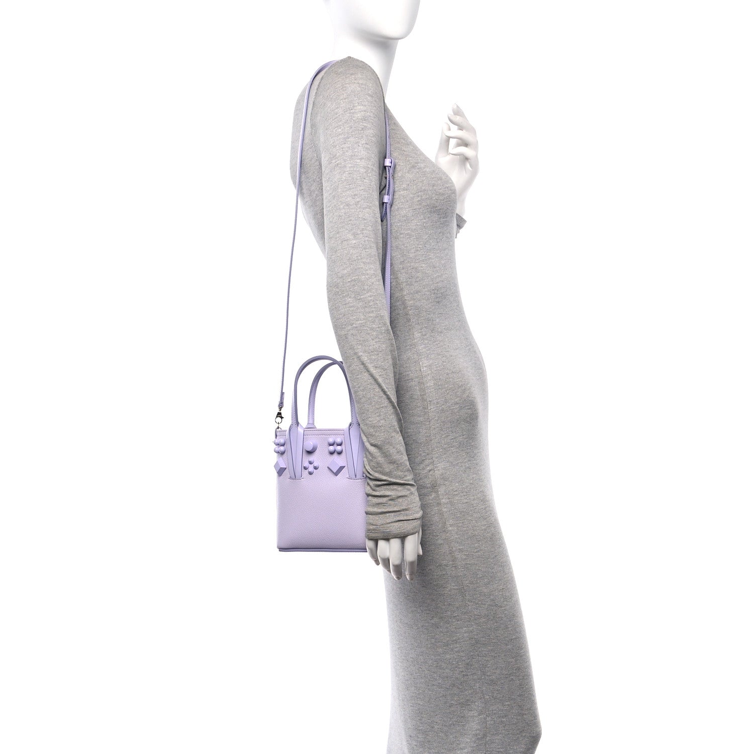 Christian Louboutin Calfskin Empire Spike Studded Mini North South Cabata Tote Lilac Smoke 2 of 10