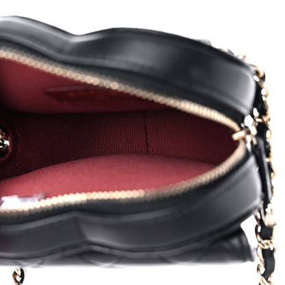 Chanel Lambskin Quilted CC In Love Heart Waist Belt Bag With Chain Black 5 of 10