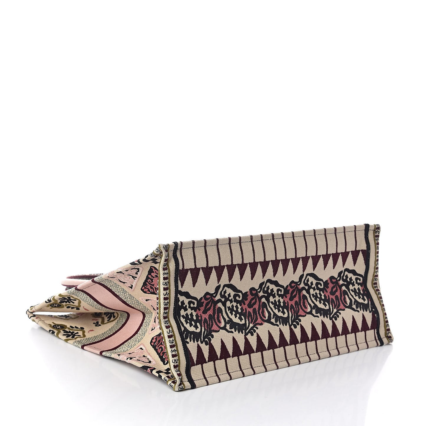 Canvas Embroidered Geometric Book Tote Multicolor