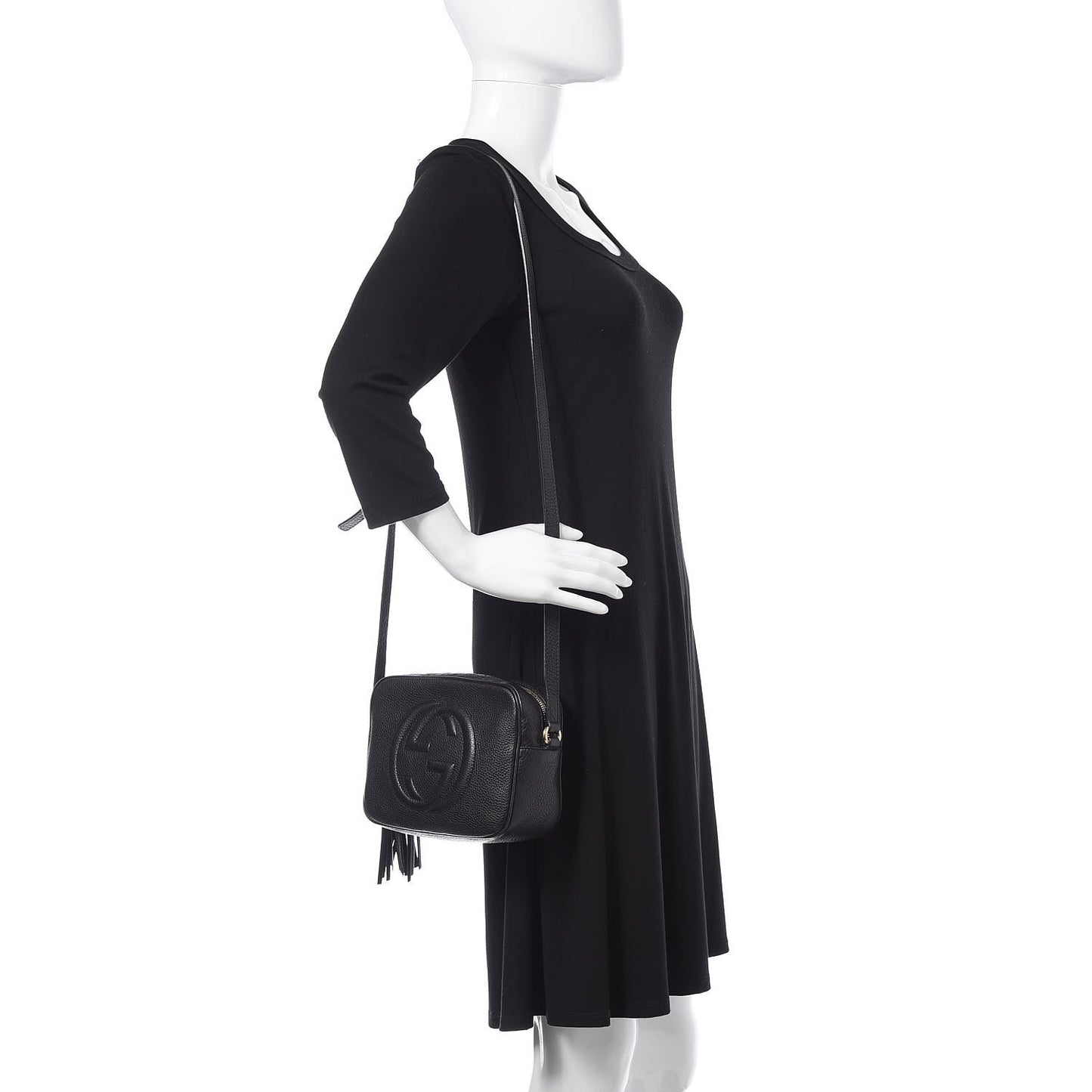 Pebbled Calfskin Small Soho Disco Bag Black