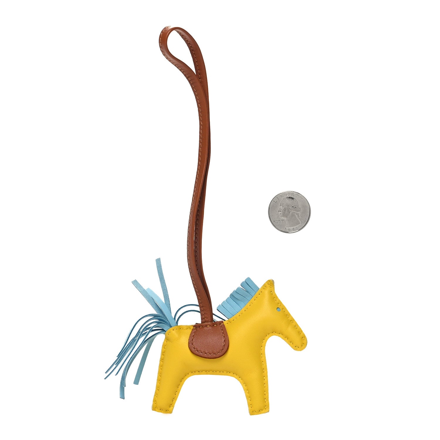 Hermes Milo Lambskin Grigri Rodeo Horse Bag Charm PM Jaune De Naples 2 of 4