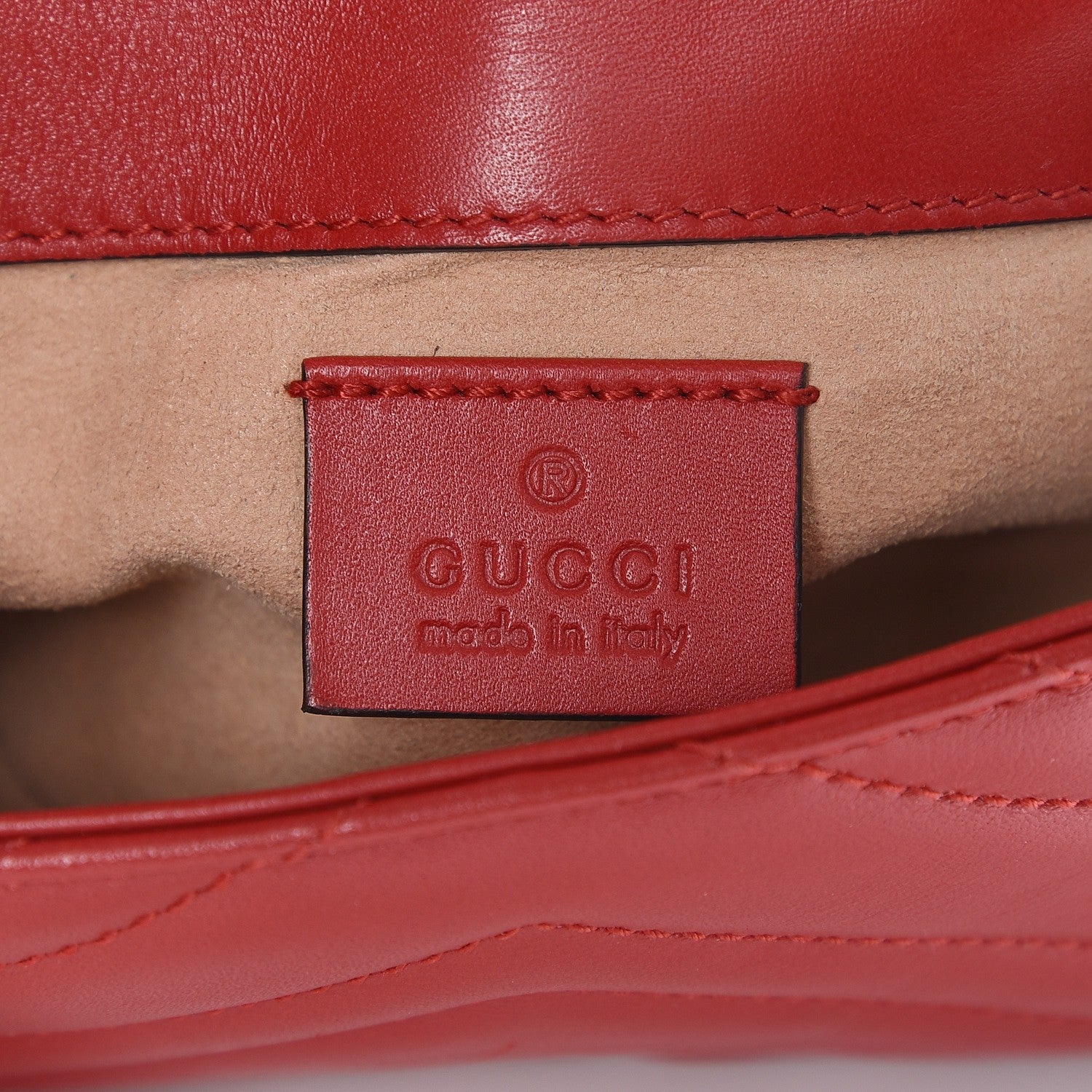 Gucci Calfskin Matelasse Super Mini GG Marmont Shoulder Bag Hibiscus Red 6 of 8