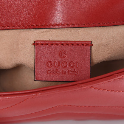 Gucci Calfskin Matelasse Super Mini GG Marmont Shoulder Bag Hibiscus Red 6 of 8