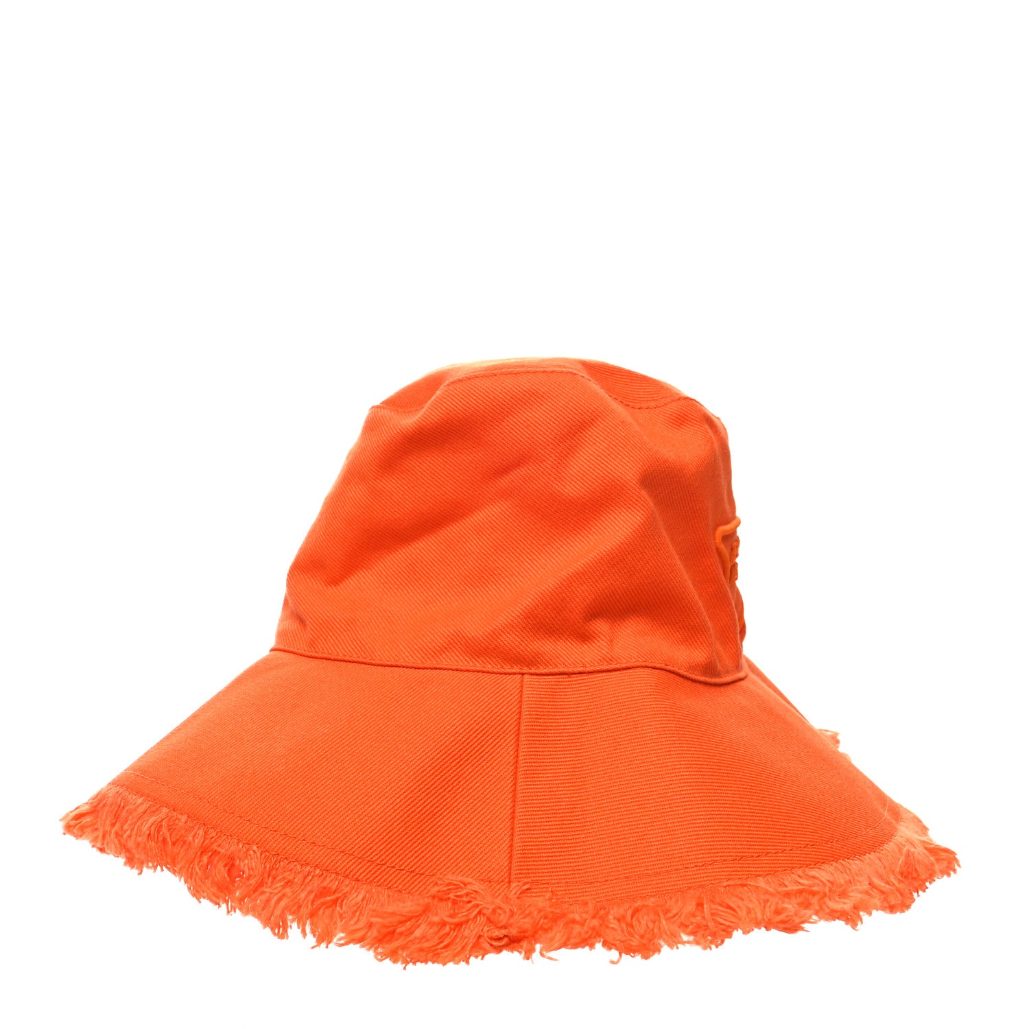 Prada Drill Nylon Triangle Logo Embroidered Womens Wide Brim Hat S Arancio 4 of 8