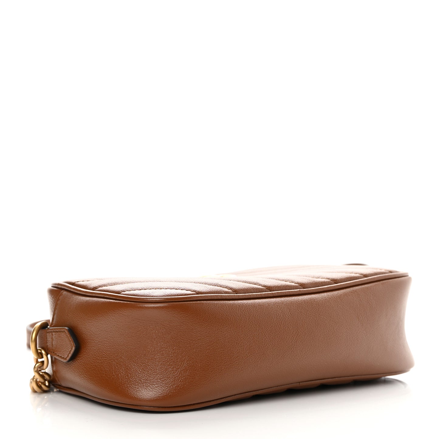 Glazed Calfskin Matelasse Diagonal Small GG Marmont Chain Shoulder Bag Cuir