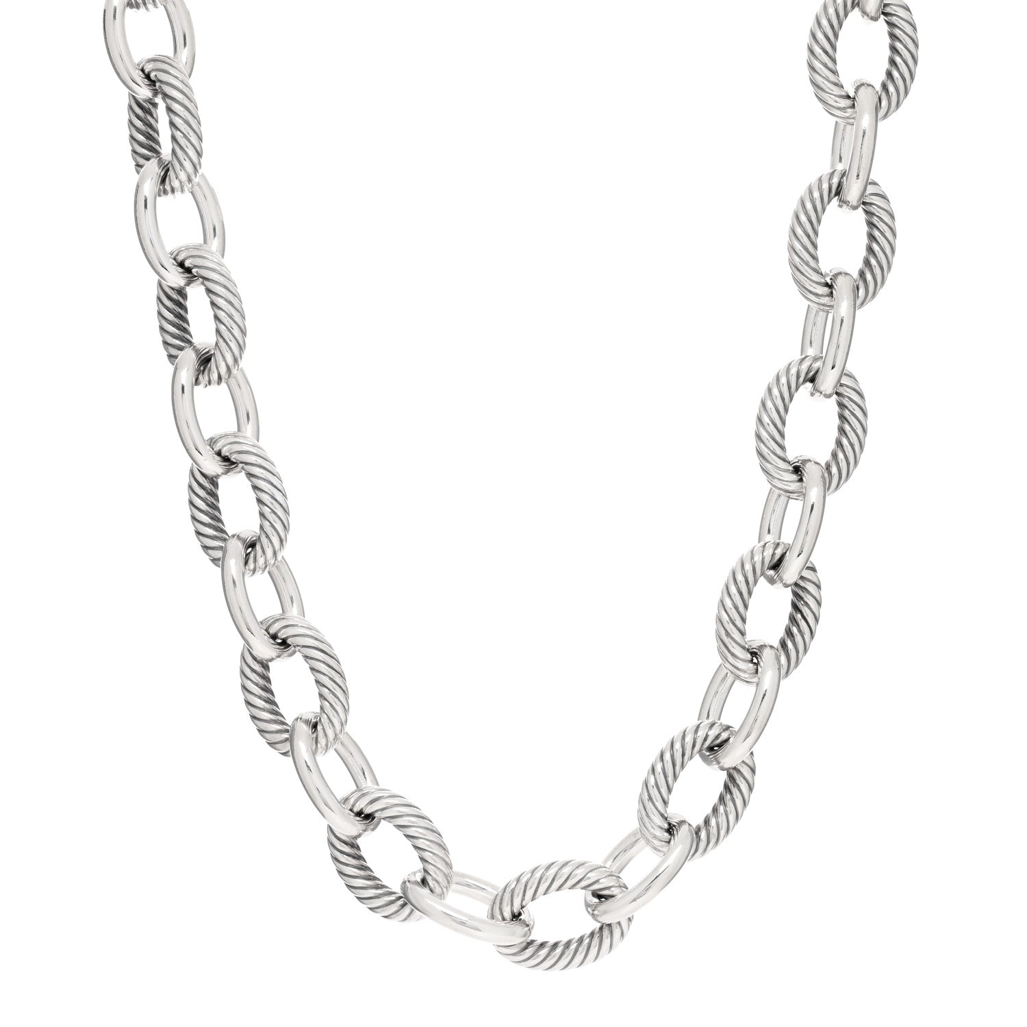 David Yurman Sterling Silver 16mm Large Oval Link Necklace 1 of 3