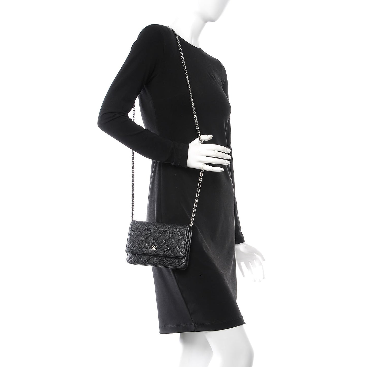 Caviar Quilted Wallet On Chain WOC Black