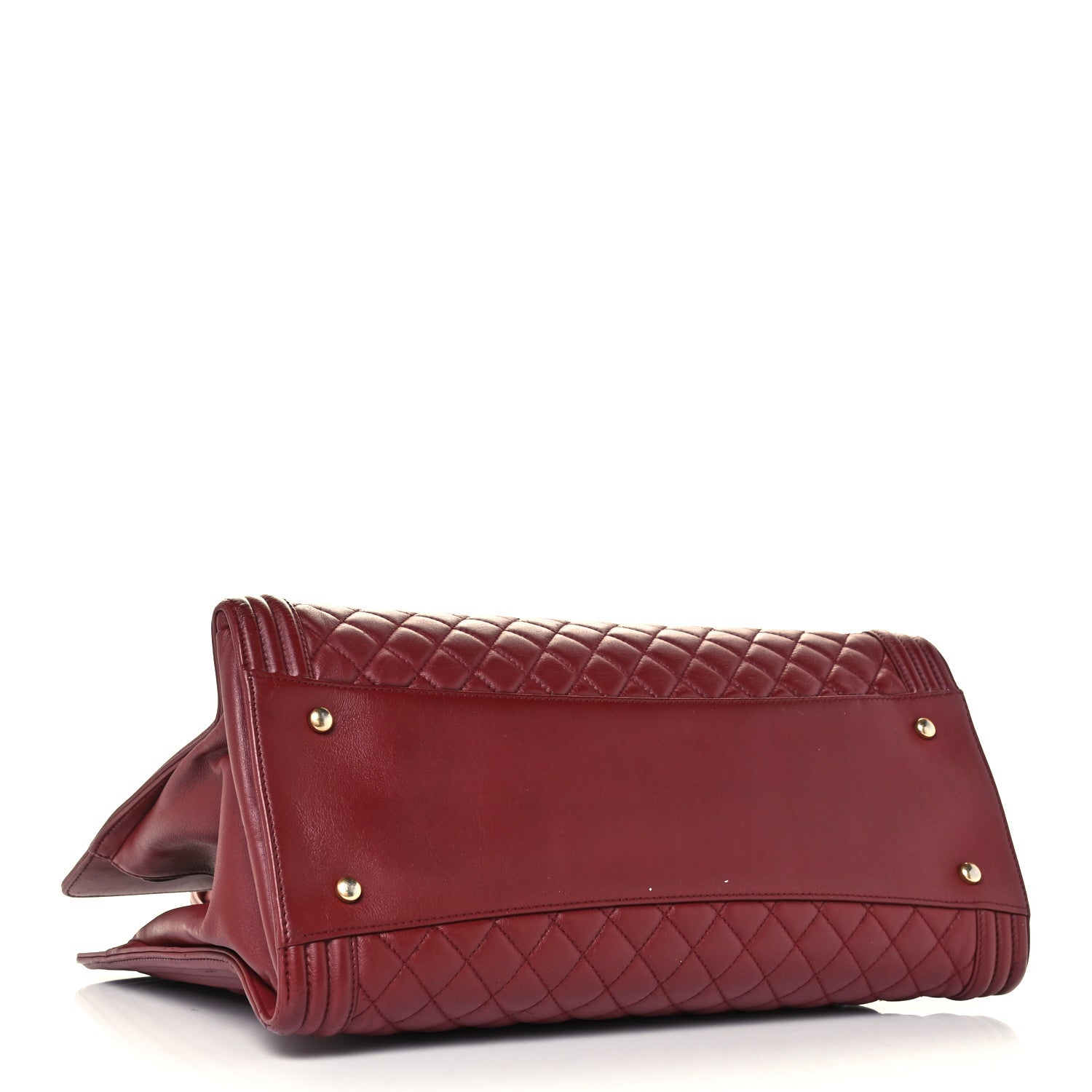Chanel Lambskin Quilted Boy Shopping Tote Dark Red 4 of 10