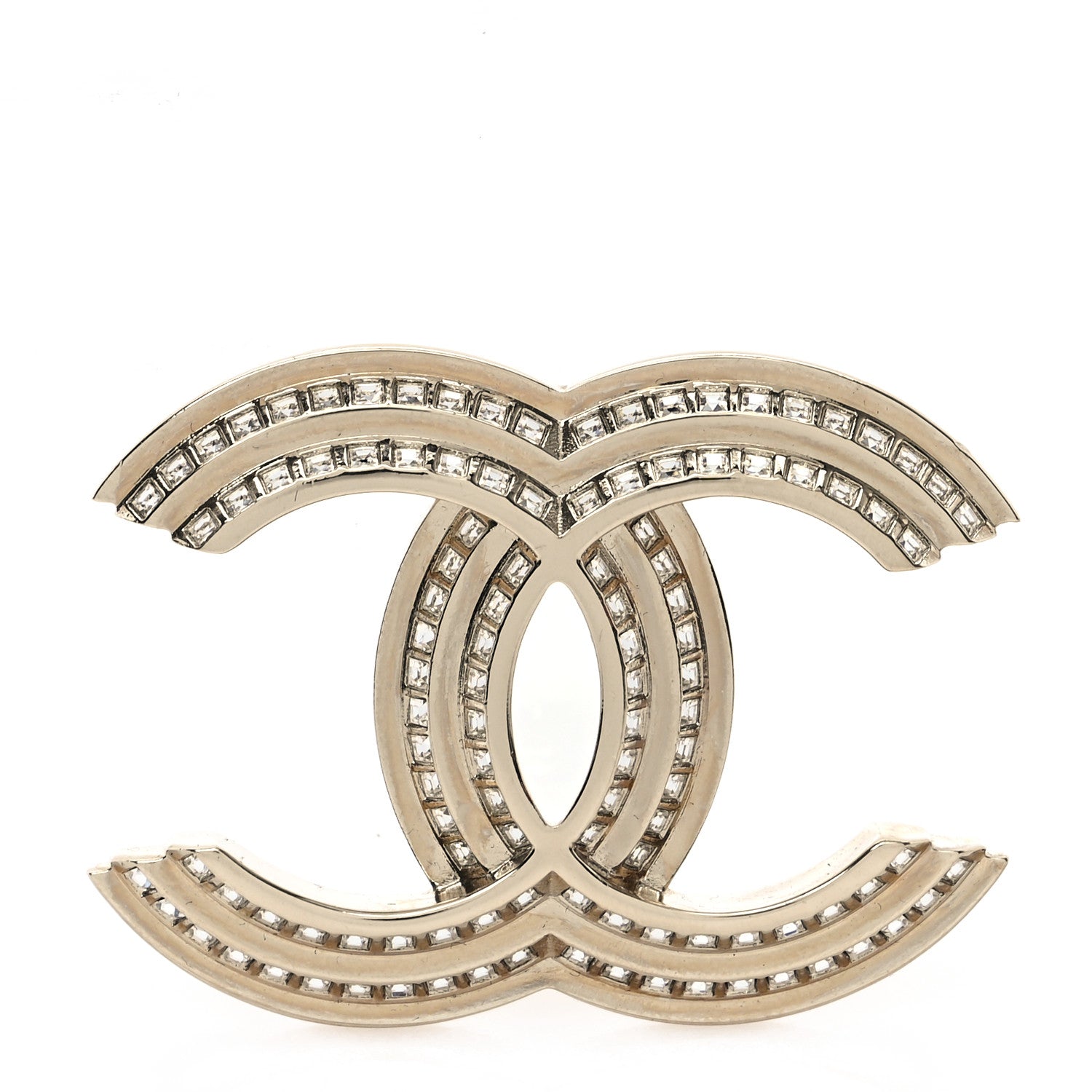 Chanel Crystal CC Brooch Light Gold 1 of 4