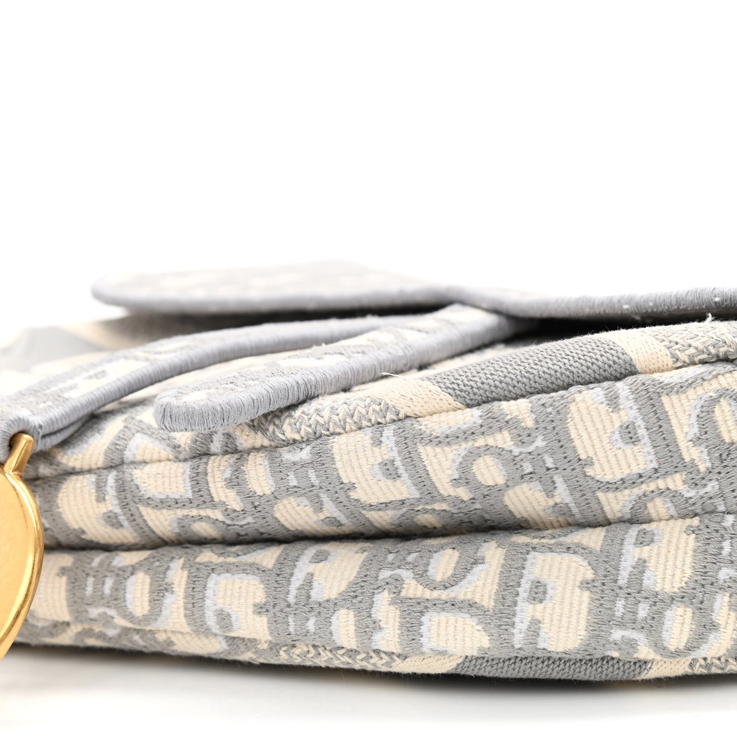 Oblique Embroidered Saddle Bag Gray