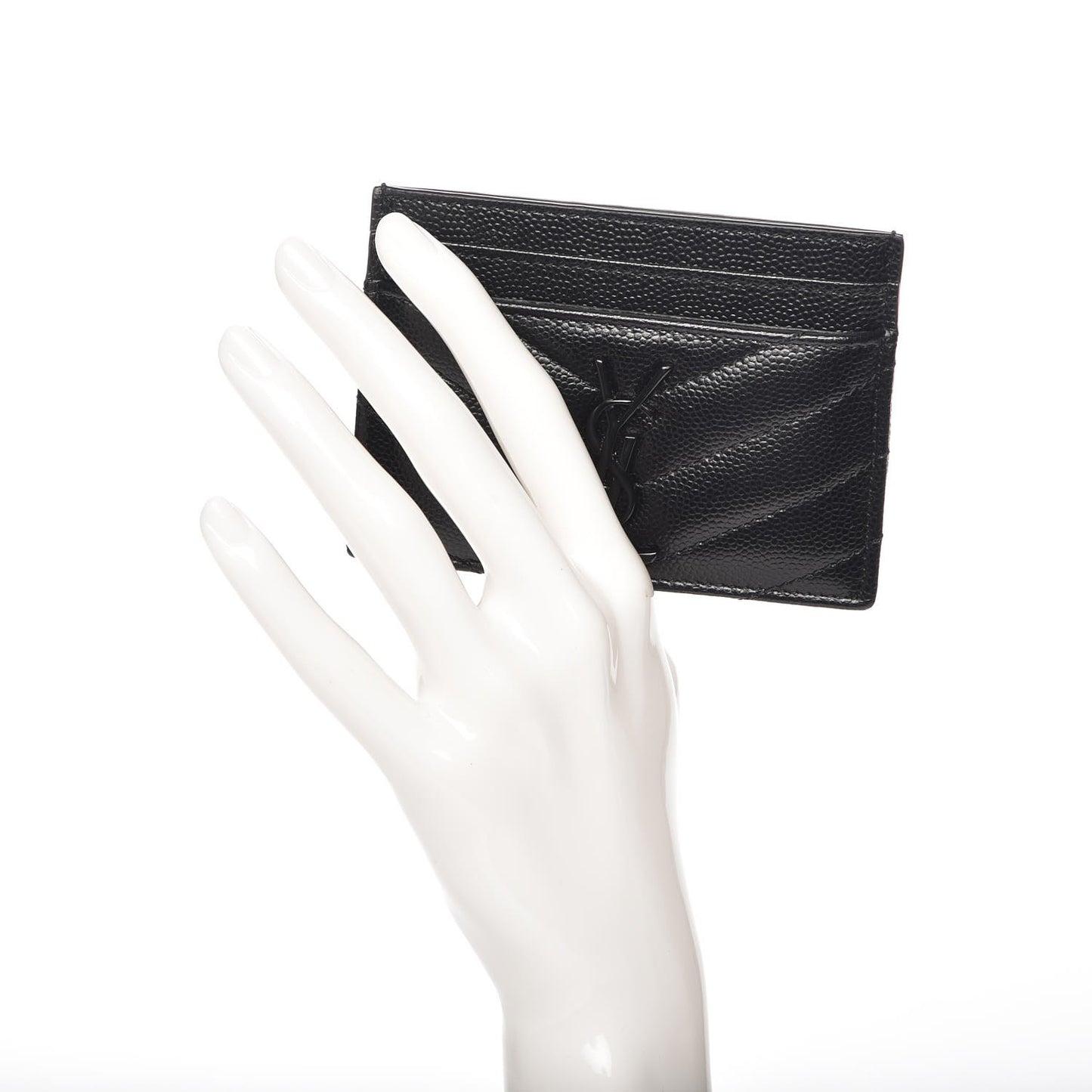 Grain De Poudre Matelasse Chevron Monogram Credit Card Case Black