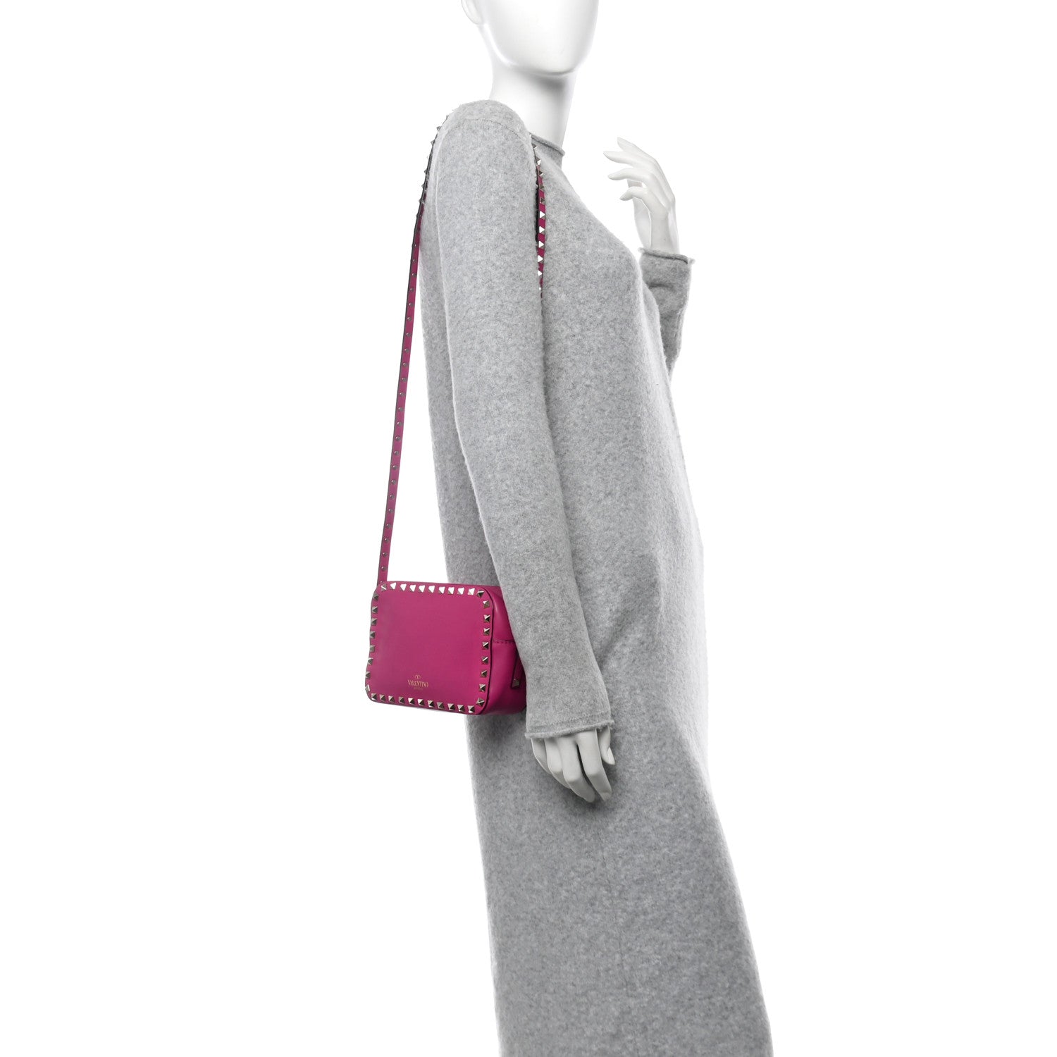 Valentino Garavani Calfskin Rockstud Camera Crossbody Bag Rose Violet 2 of 12
