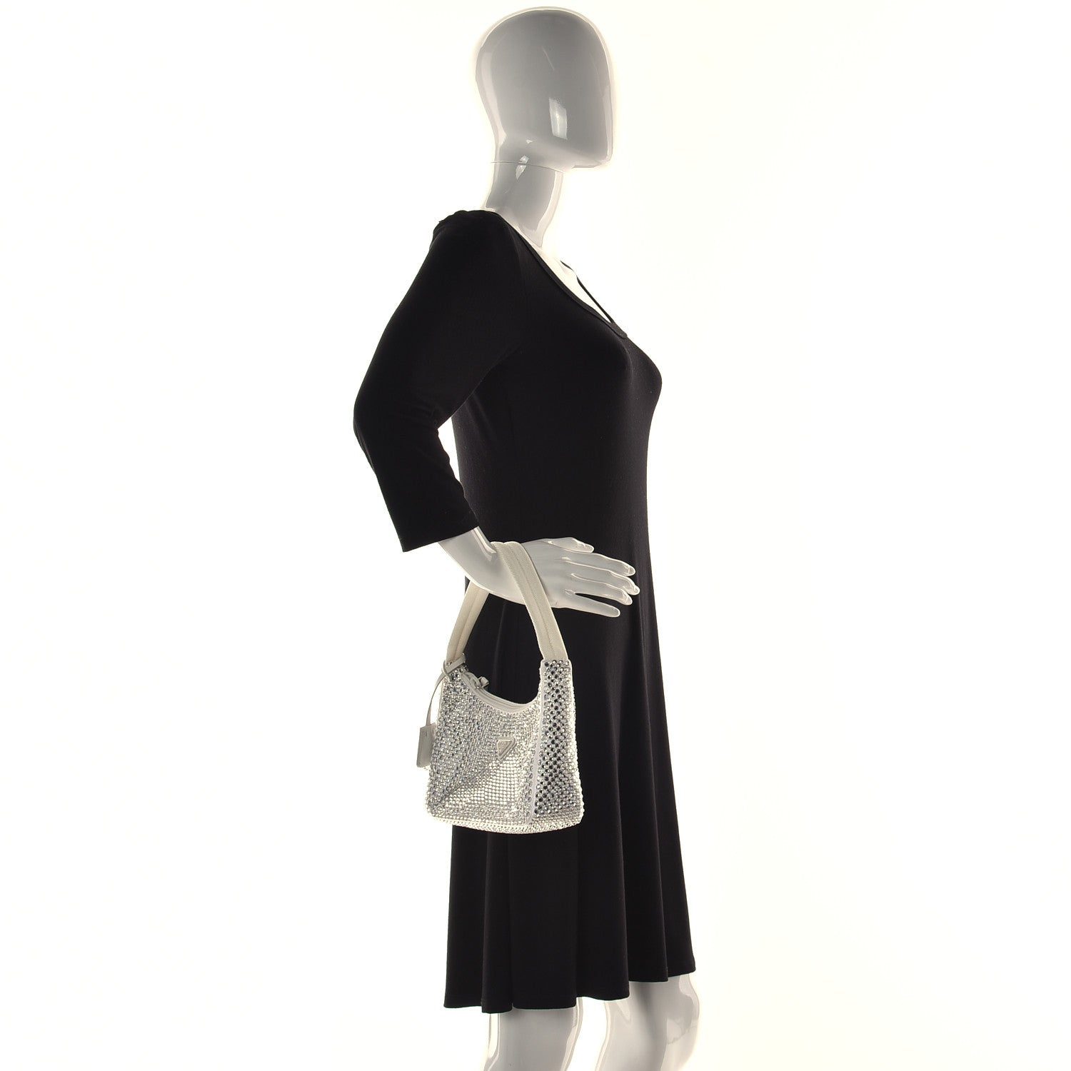 Prada Satin Crystal Mini Re-Edition 2000 Bag White 3 of 11