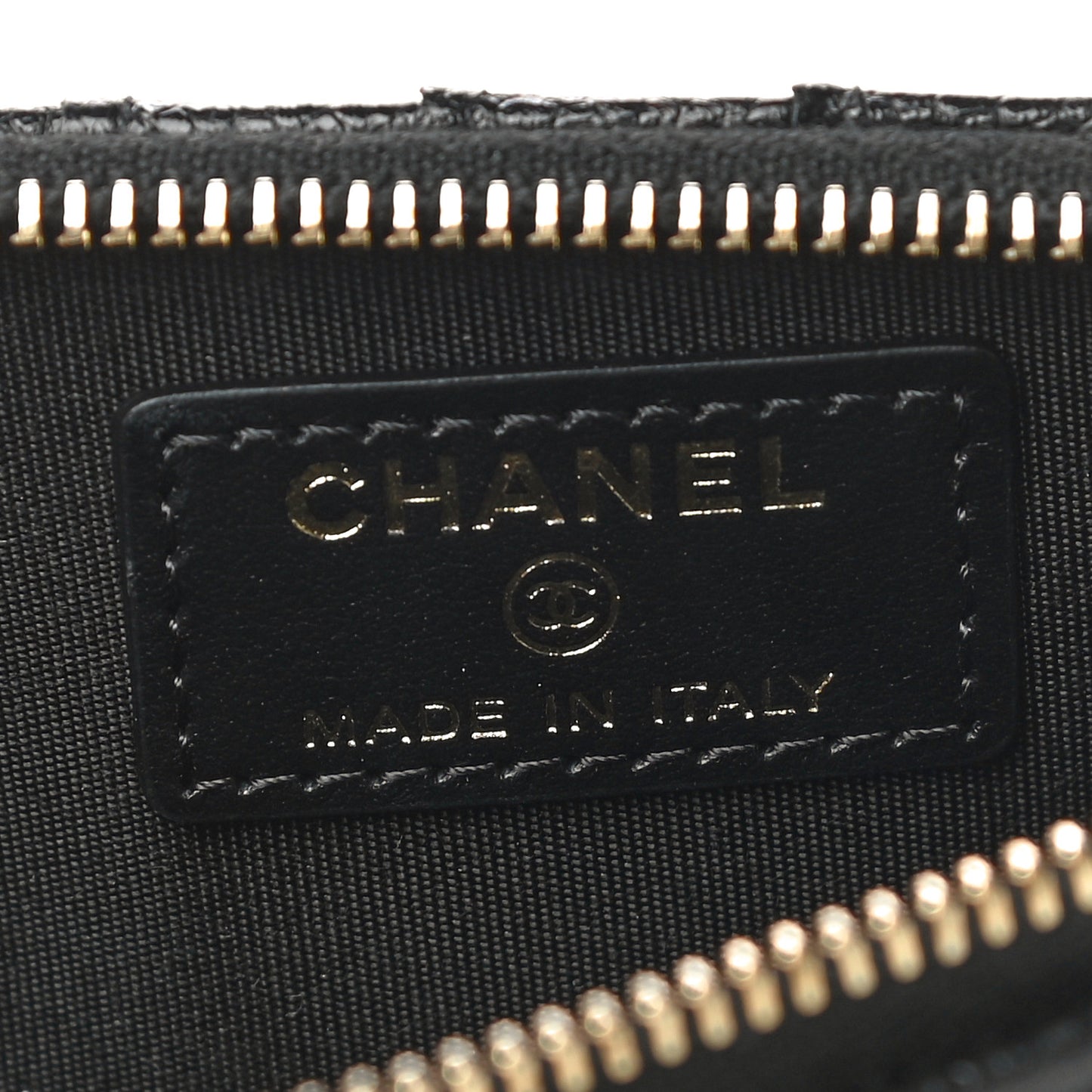 Caviar Camellia Embossed Classic Flat Wallet Pouch Black
