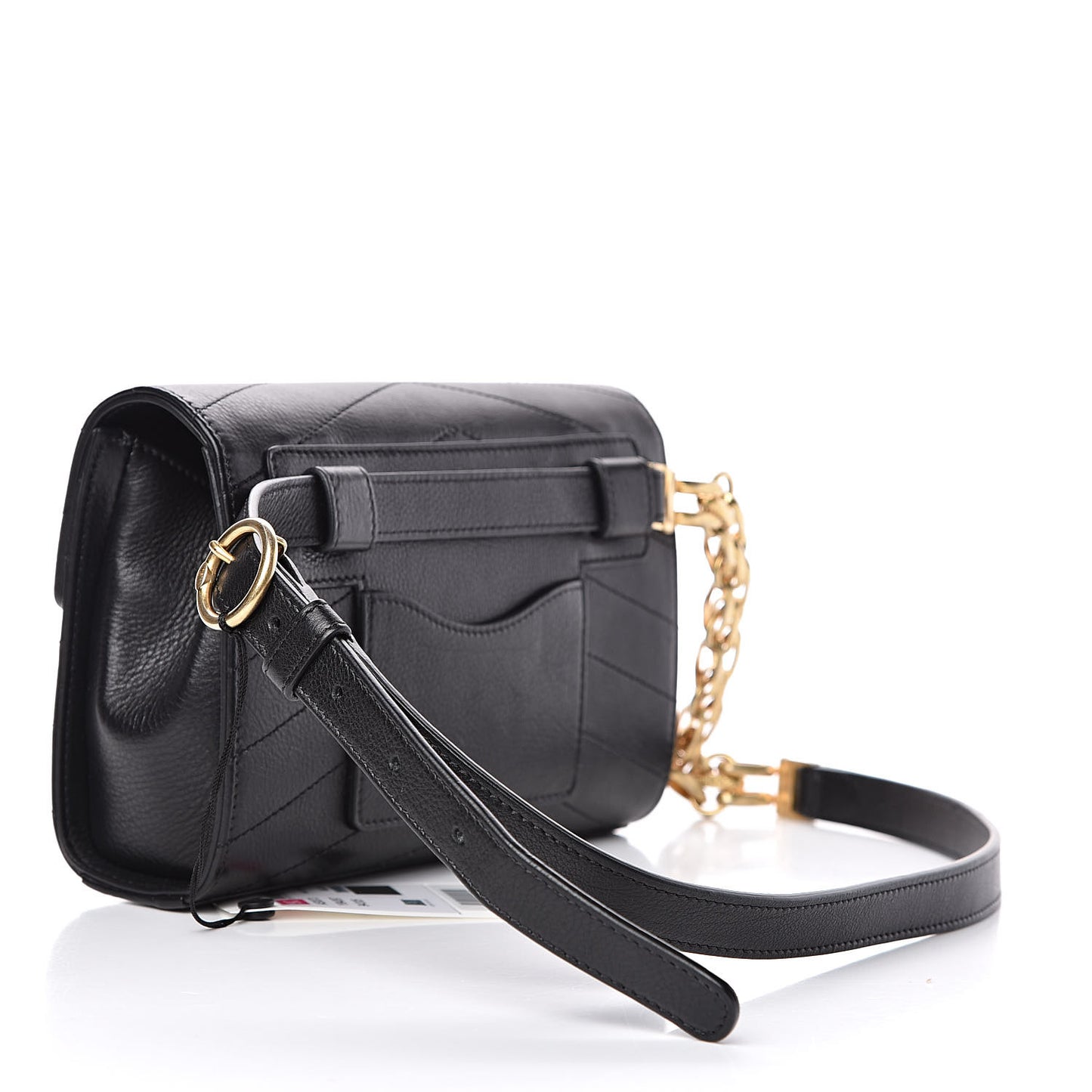 Calfskin Chevron Stitched Coco Waist Bag Black