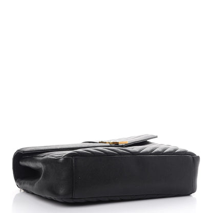 Saint Laurent Sheepskin Matelasse Chevron Monogram Large College Satchel Black 4 of 8