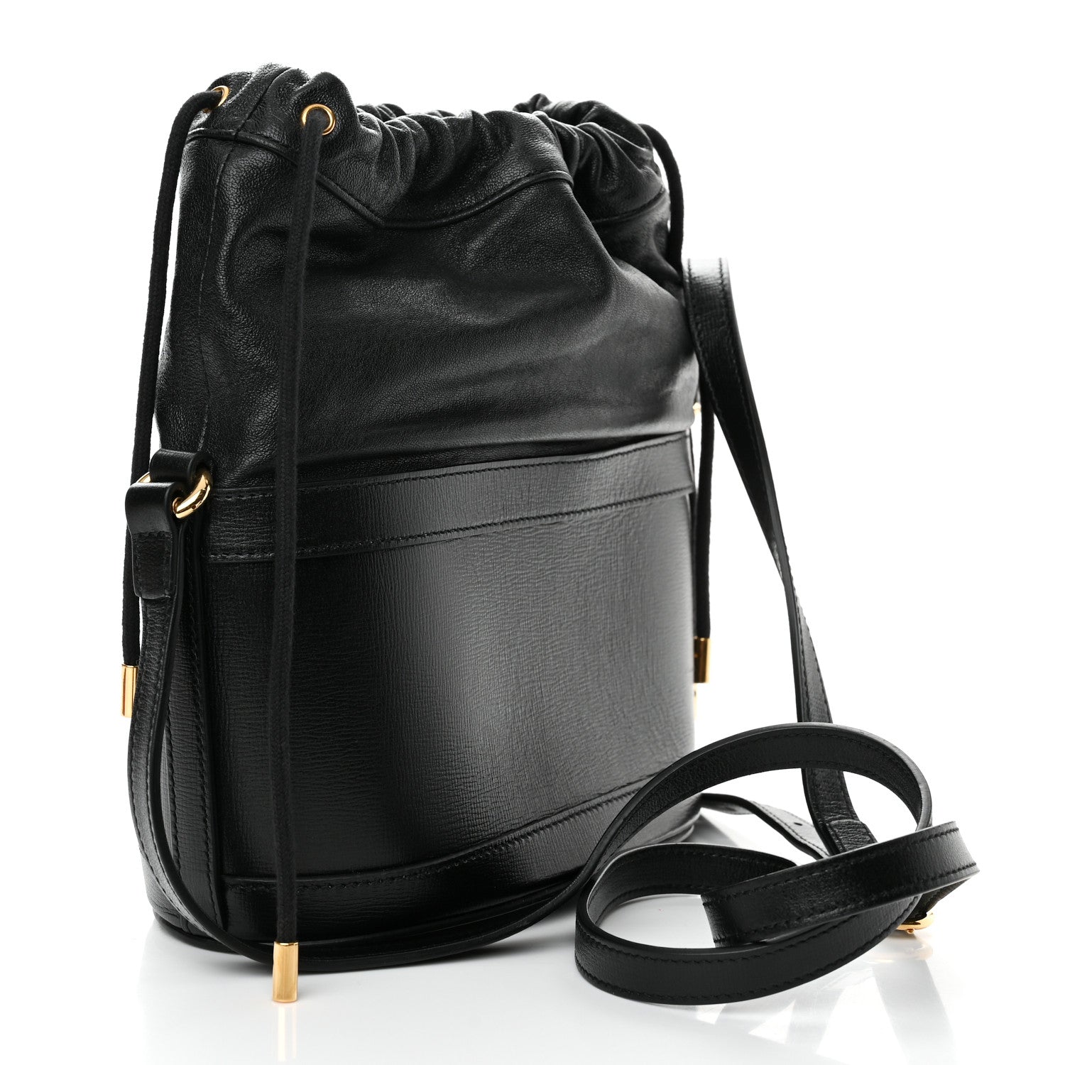 Gucci Azalea Sakai Calfskin Horsebit 1955 Drawstring Bucket Bag Black 3 of 10
