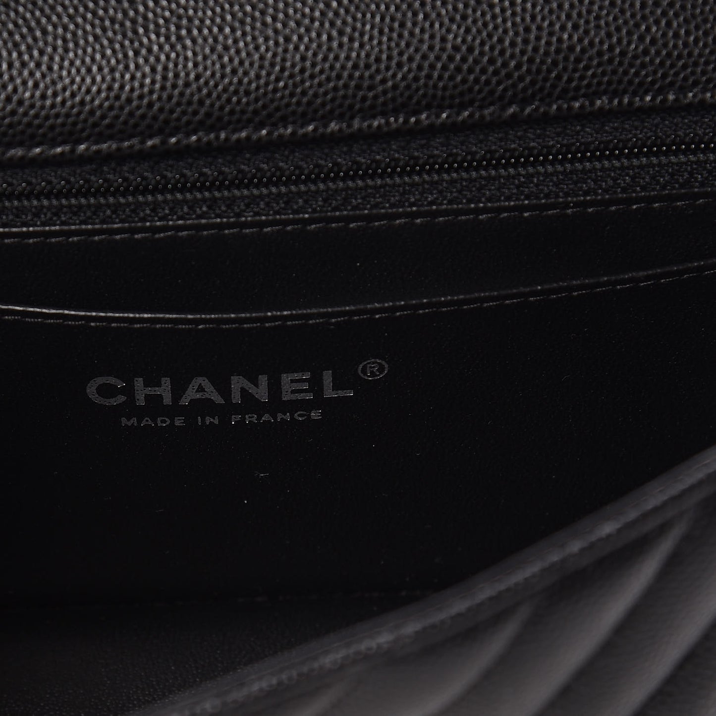 Caviar Chevron Quilted Mini Rectangular Flap Black