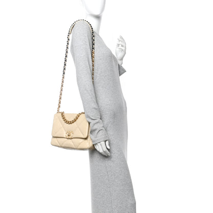 Chanel Lambskin Quilted Medium Chanel 19 Flap Beige 2 of 15