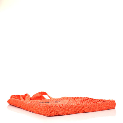 Prada Yarn Raffia Effect Crochet Logo Embroidered Tote Bag Arancio 4 of 5