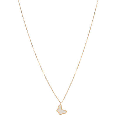 Van Cleef & Arpels 18K Yellow Gold Mother of Pearl Sweet Alhambra Butterfly Pendant Necklace 1 of 4