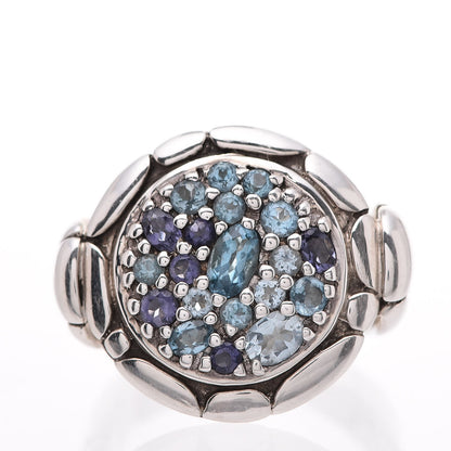 John Hardy Sterling Silver Topaz Iolite Aquamarine Kali Round Lava Ring 52 6 1 of 6