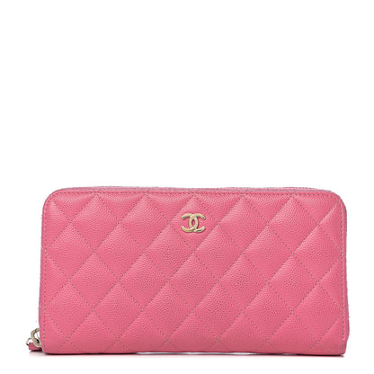 Chanel Caviar Quilted Large Gusset Zip Around Wallet Pink 1 of 10