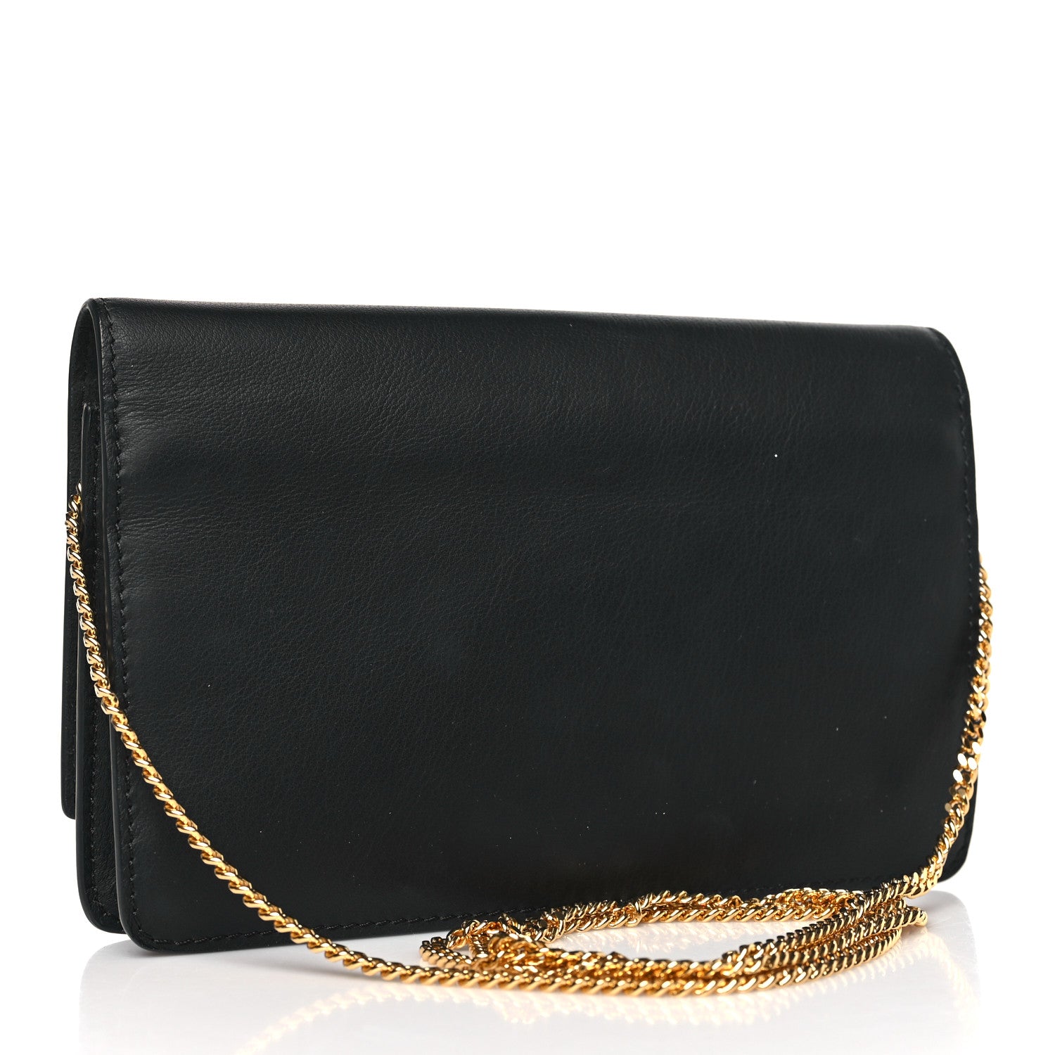 Fendi Vitello Flamingo Tube Wallet on Chain Black 3 of 9