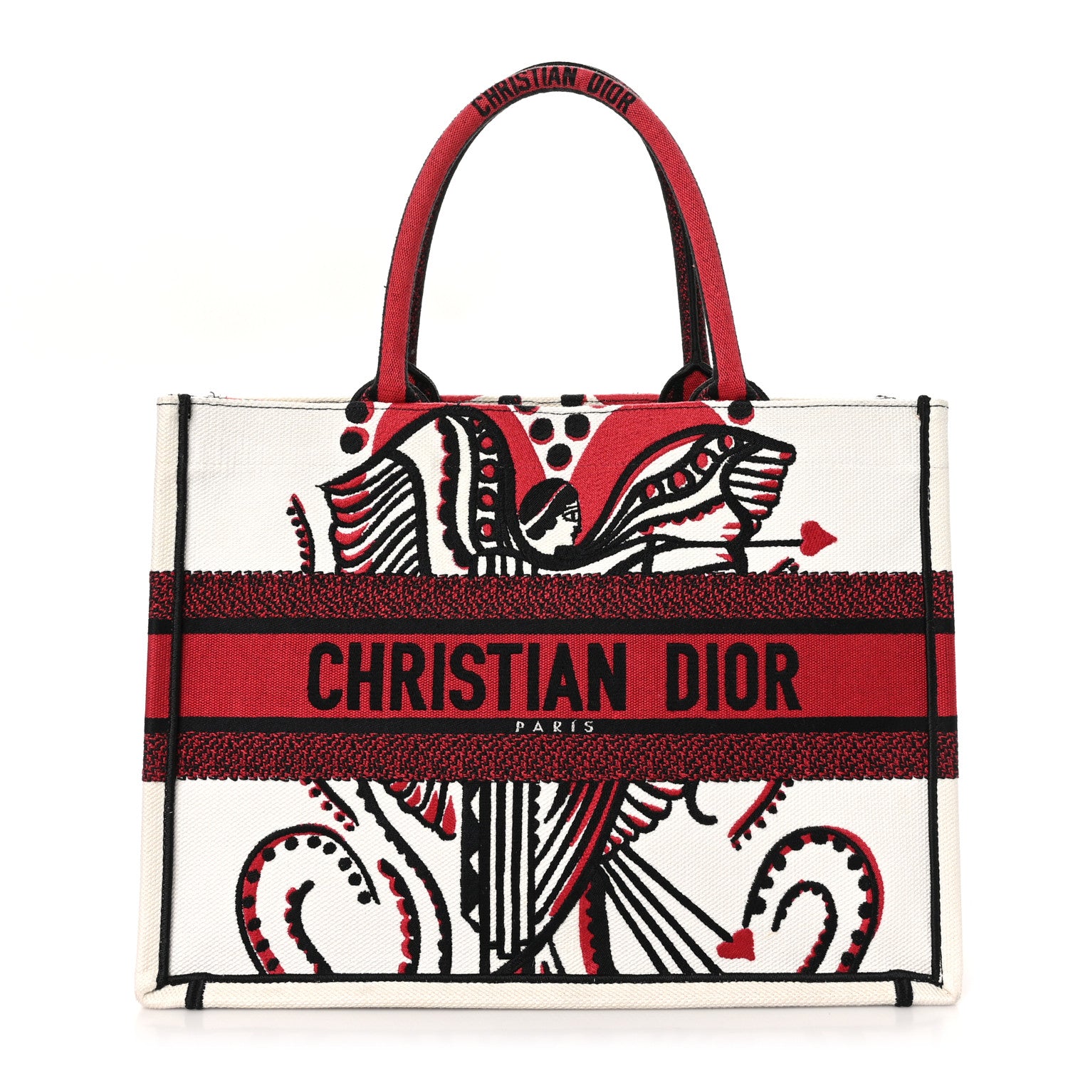 Christian Dior Canvas Embroidered Medium Cupidon Book Tote Latte Multicolor 1 of 10