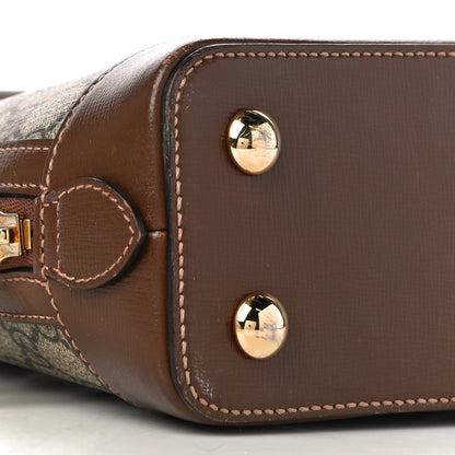 Gucci GG Supreme Monogram Azalea Calfskin Small Horsebit 1955 Top Handle Bag Beige Ebony Brown Sugar 10 of 14