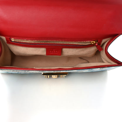 Gucci GG Supreme Monogram Blooms Medium Padlock Shoulder Bag Beige Blue Navy Hibiscus Red 5 of 10