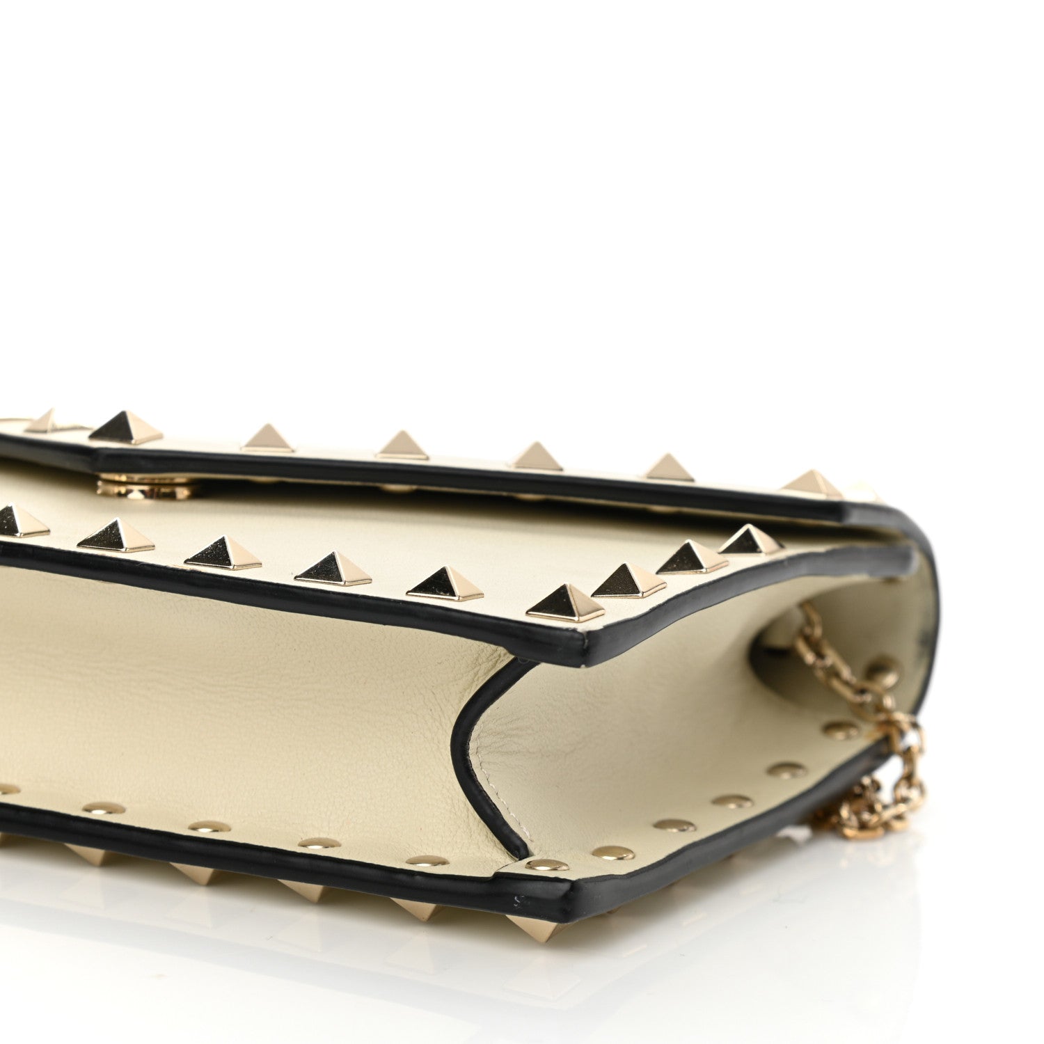 Valentino Garavani Vitello Rockstud Envelope Wallet on Chain Ivory 9 of 9