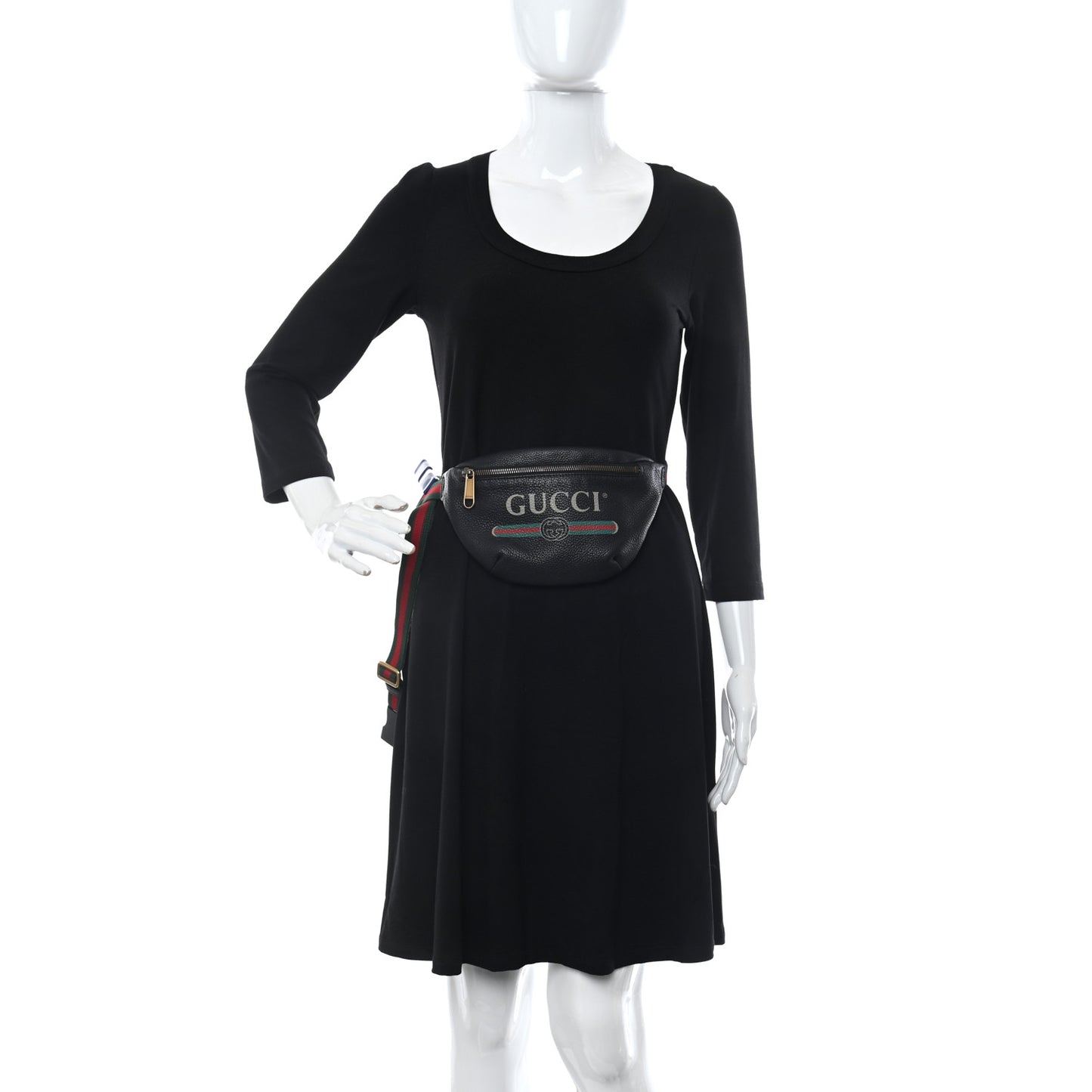 Grained Calfskin Small Logo Belt Bag Black