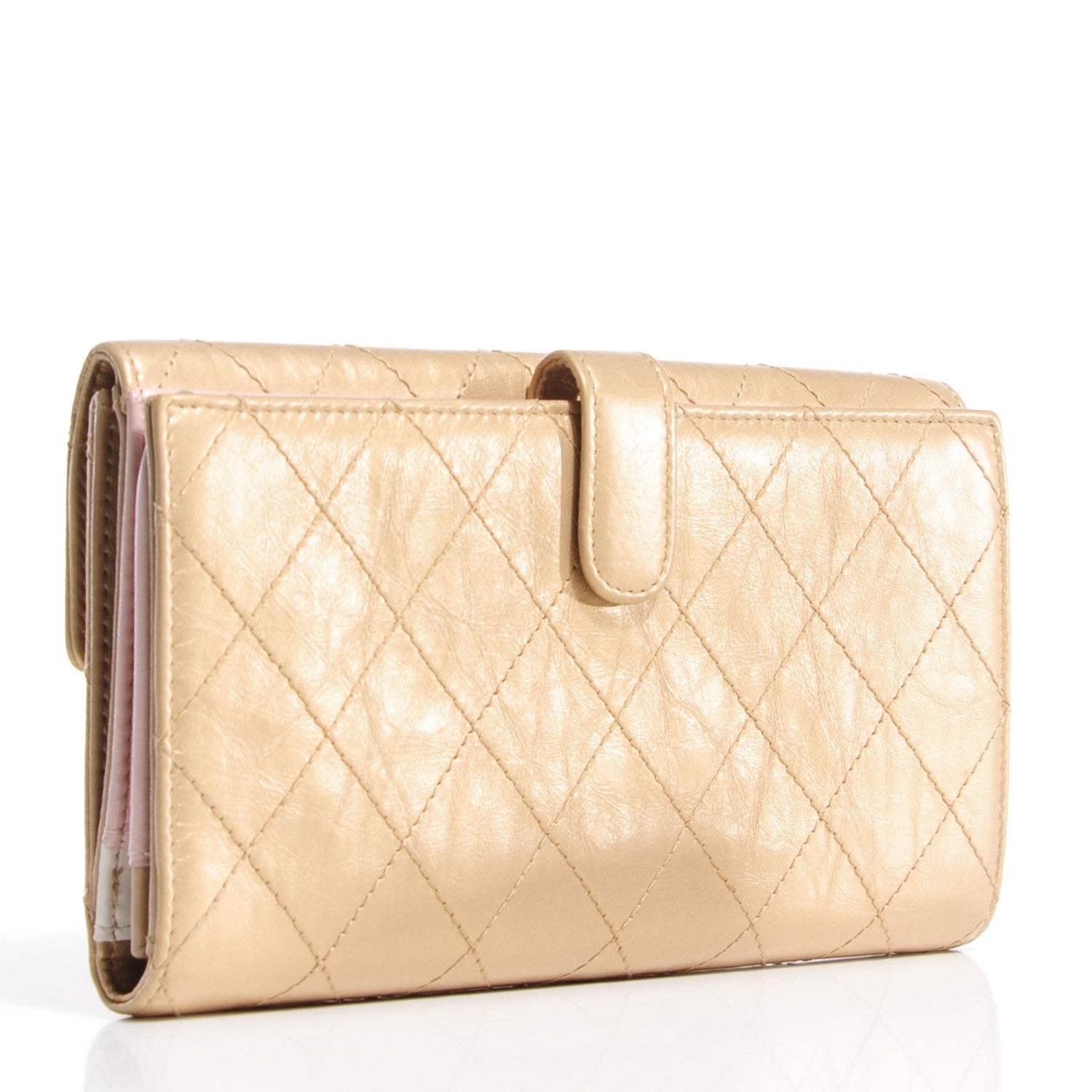 Chanel Metallic Calfskin Quilted Long Flap Wallet Gold 3 of 7